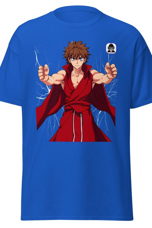 Brown haired guy, red robe, lightning Unisex classic Anime T-Shirt