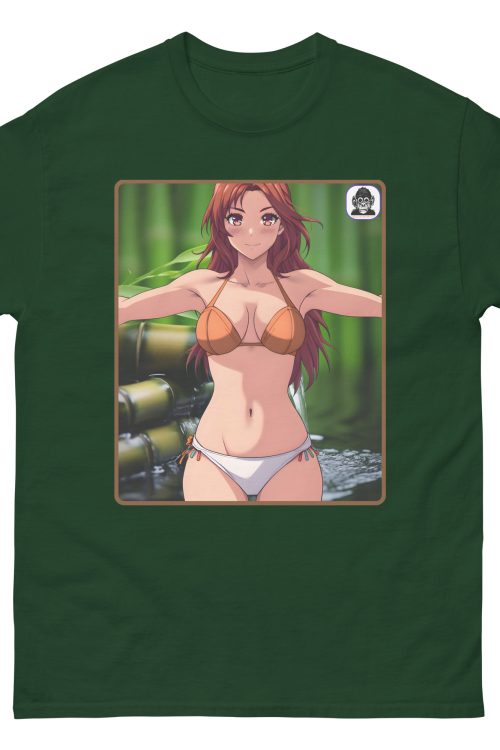 Brown haired woman in bikini, nature Unisex classic Anime T-Shirt