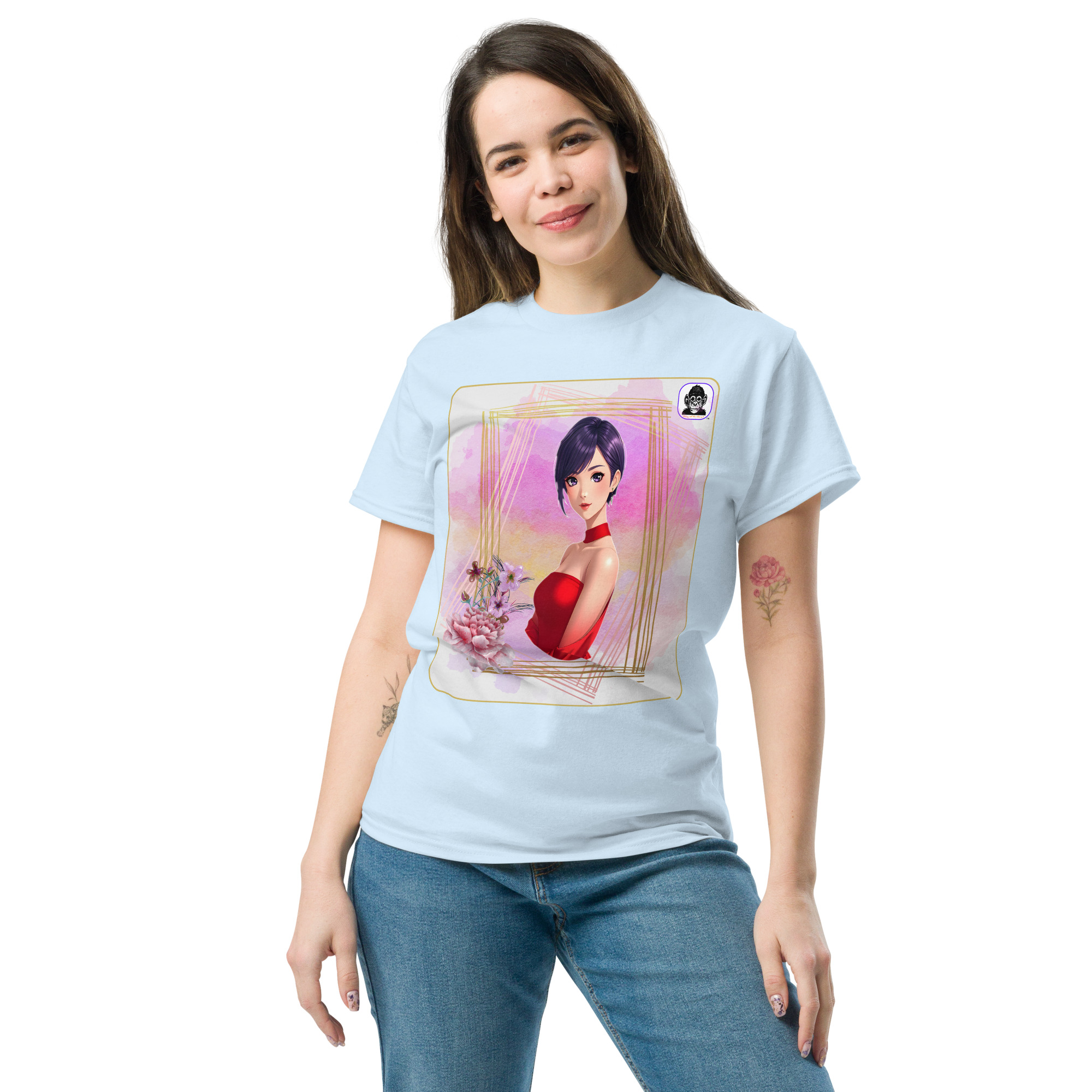 Beautifully framed black haired girl Unisex classic Anime T-Shirt