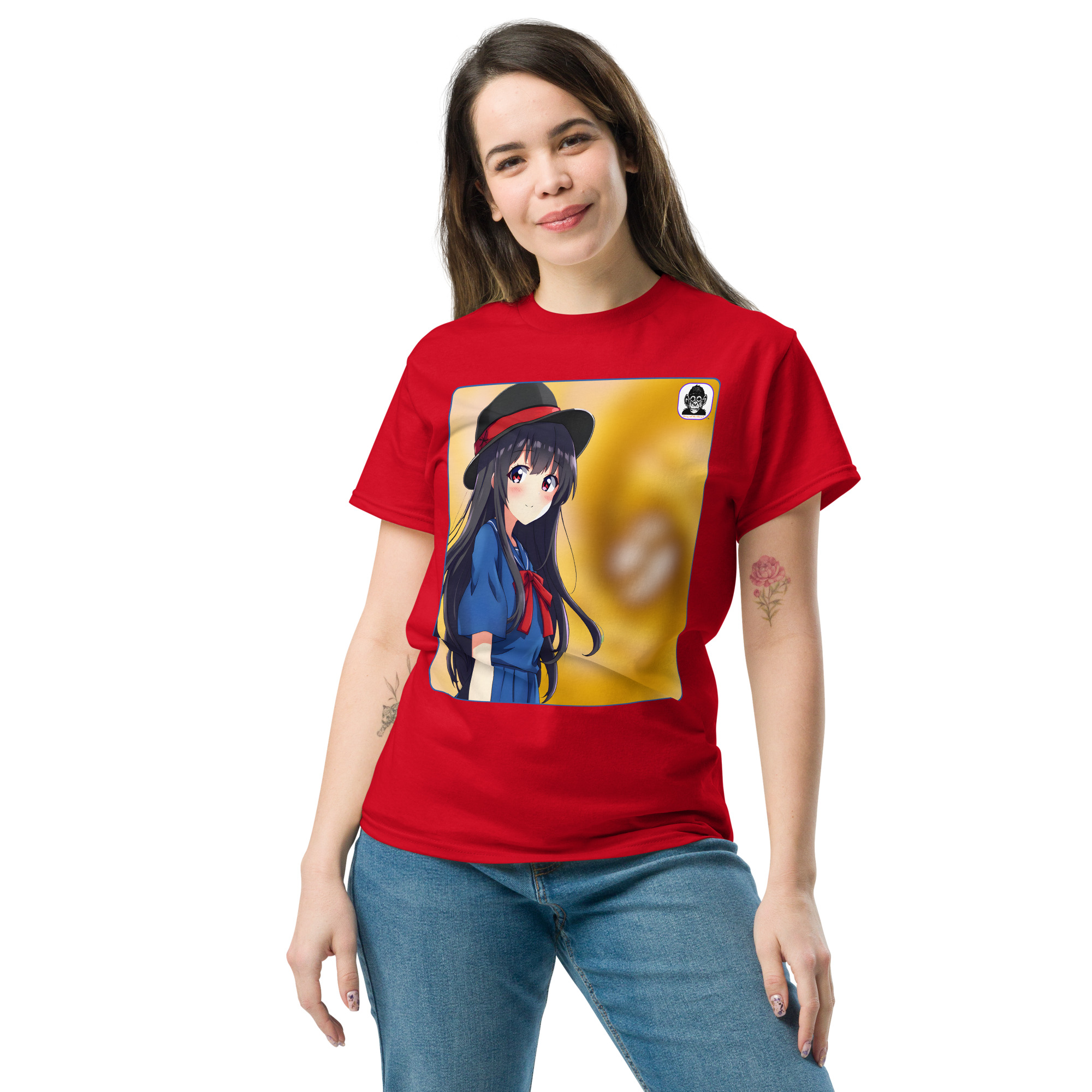 Black hat, Blue Dress, yellow swirl Unisex classic Anime T-Shirt