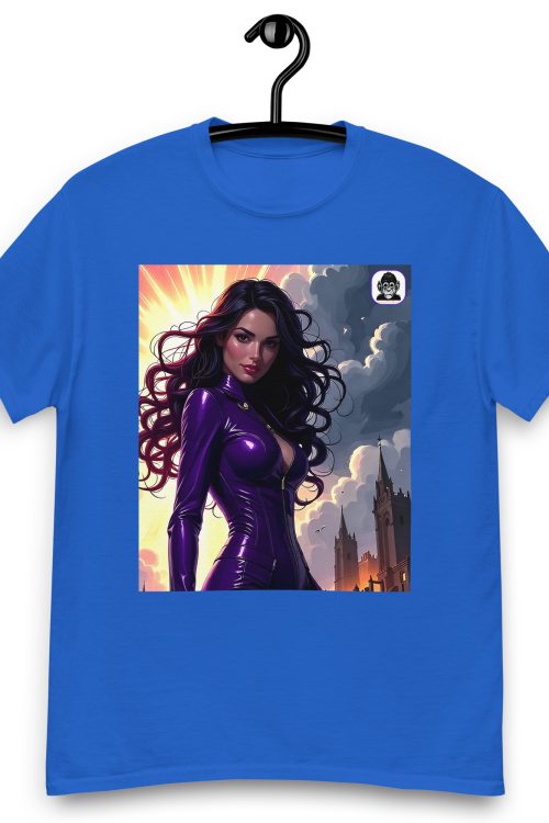 Anime Brunette in shiny purple skin-tight outfit Unisex classic Anime T-Shirt