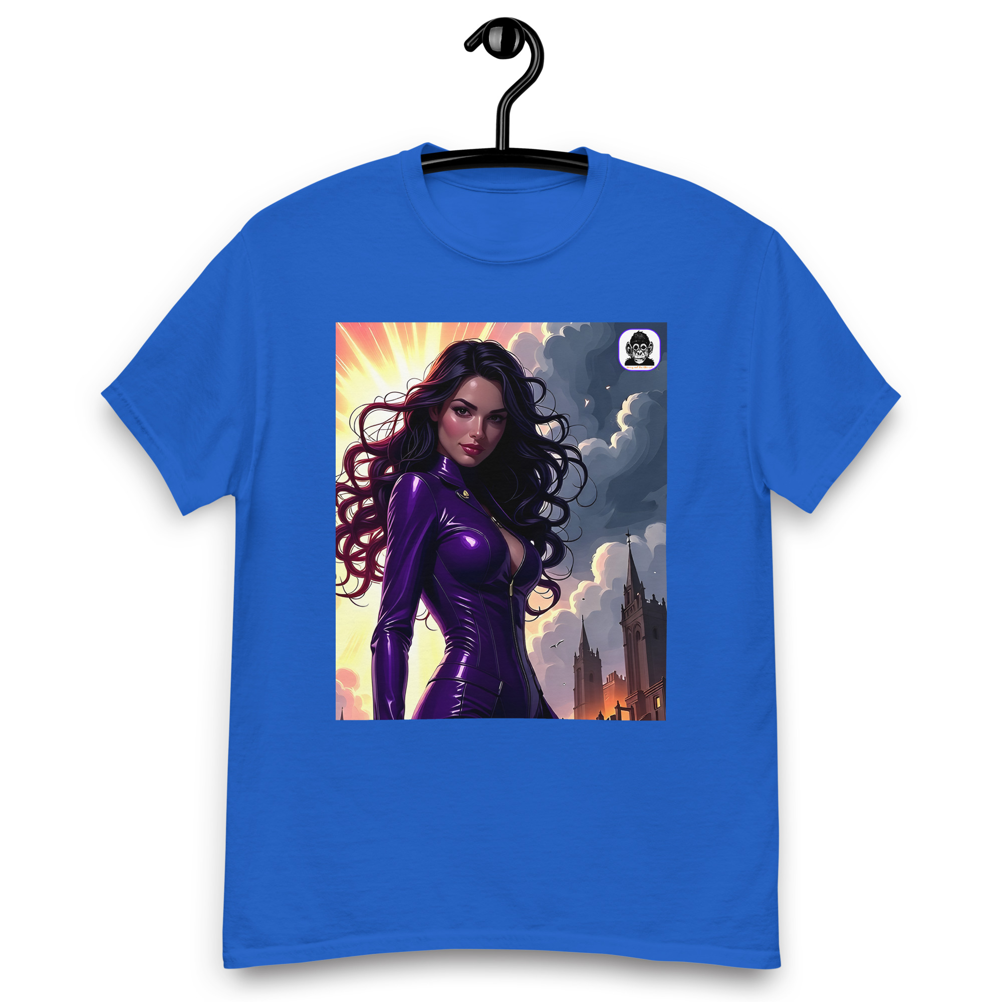 Anime Brunette in shiny purple skin-tight outfit Unisex classic Anime T-Shirt
