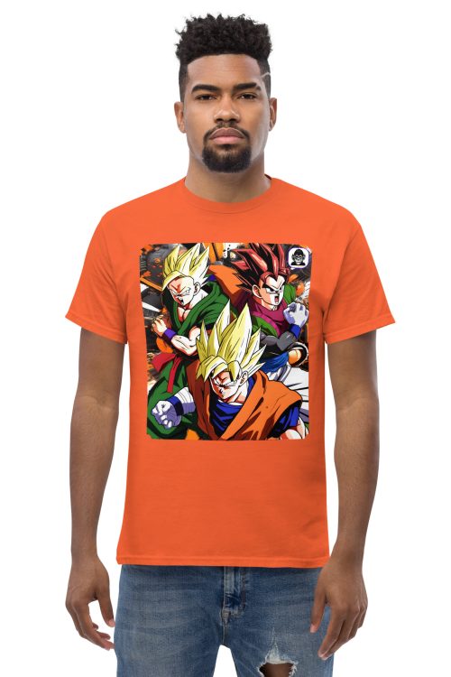 3 Anime fighters with an explosive background Unisex classic Anime T-Shirt